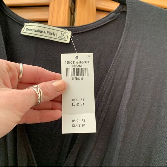 NWT Abercrombie & Fitch V Neck Black Dress Medium - Picture 2 of 7